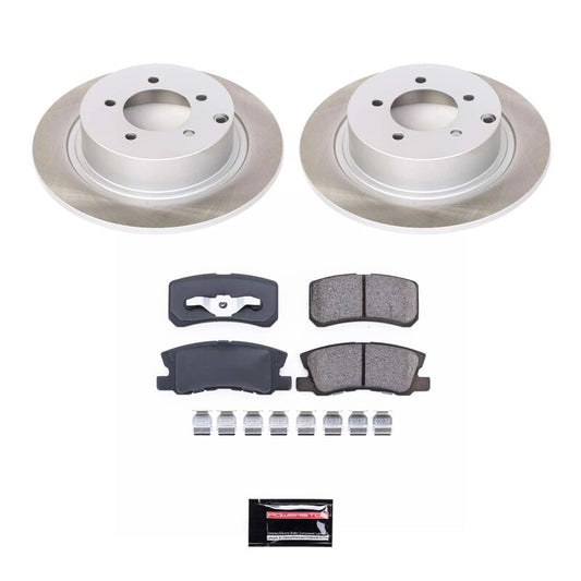 PowerStop rear semi-coated brake rotor kit for 2011-2012 Mitsubishi Outlander Sport, performance brake replacement.