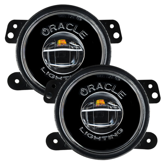Oracle Lighting high performance LED fog lights installed on Jeep Wrangler JK, JL, and JT models. Bright, durable off-road lighting.