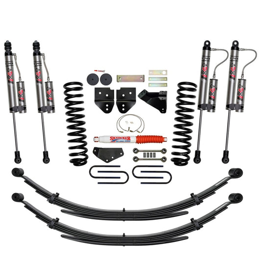 Skyjacker 6-inch lift kit installed on a 2008 Ford F-350 4WD gas truck, showcasing suspension upgrade with lifted stance and components.
