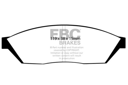 EBC Greenstuff front brake pads for Honda Civic Hatchback 1.3 4-speed, performance brake pads with green friction material.