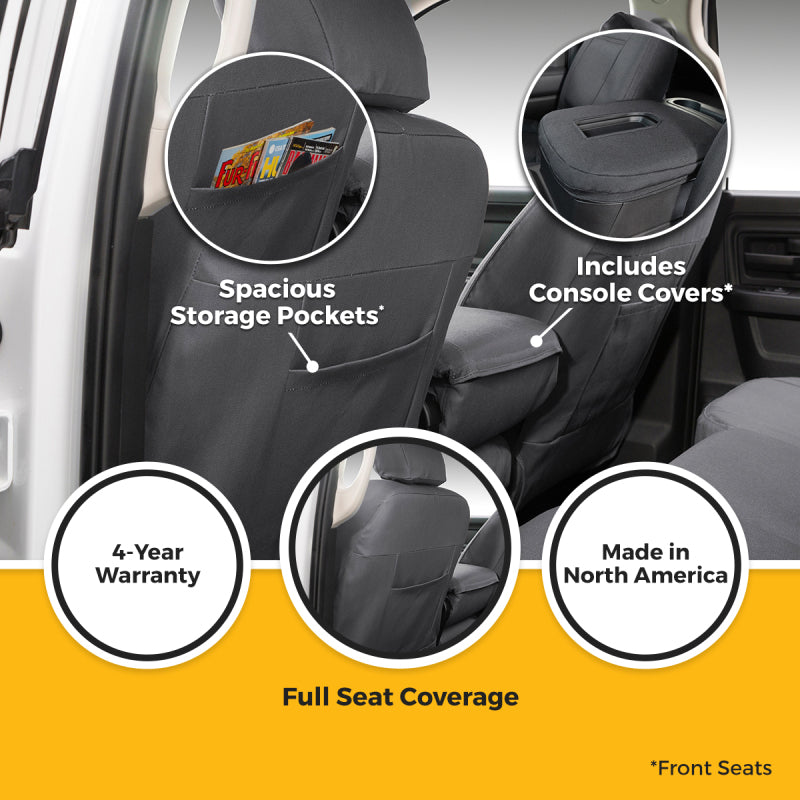 Covercraft Carhartt Super Dux front seat cover for Dodge Ram 1994-2002, durable fabric with precise fit and rugged style.