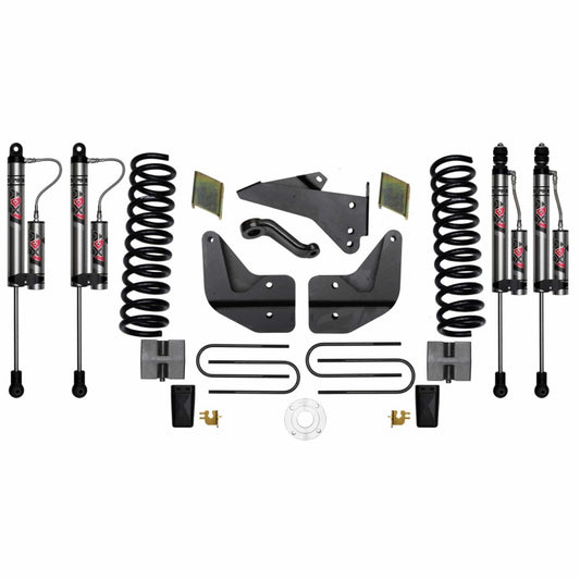 Skyjacker 6-inch KT lift kit for Dodge Ram 3500 with ADX suspension components, showcasing the lifted truck with large tires.