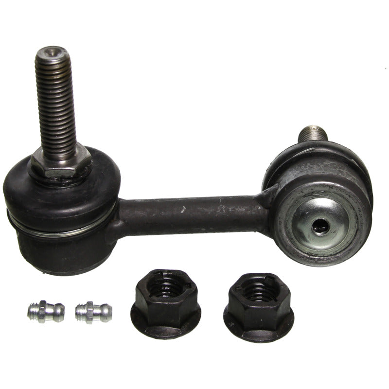 Moog 2003 Isuzu Ascender front left sway bar endlink kit showing metal linkage with rubber bushings and mounting hardware.