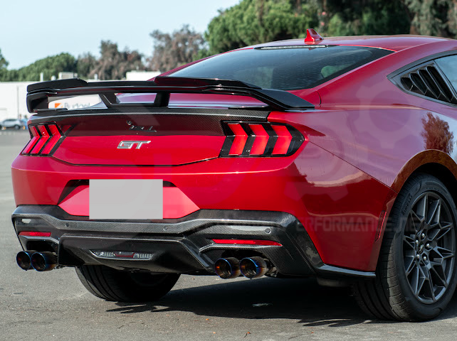 2024-UP FORD MUSTANG | DARKHORSE STYLE GLOSSY BLACK REAR TRUNK LID GURNEY FLAP WICKERBILL WING SPOILER