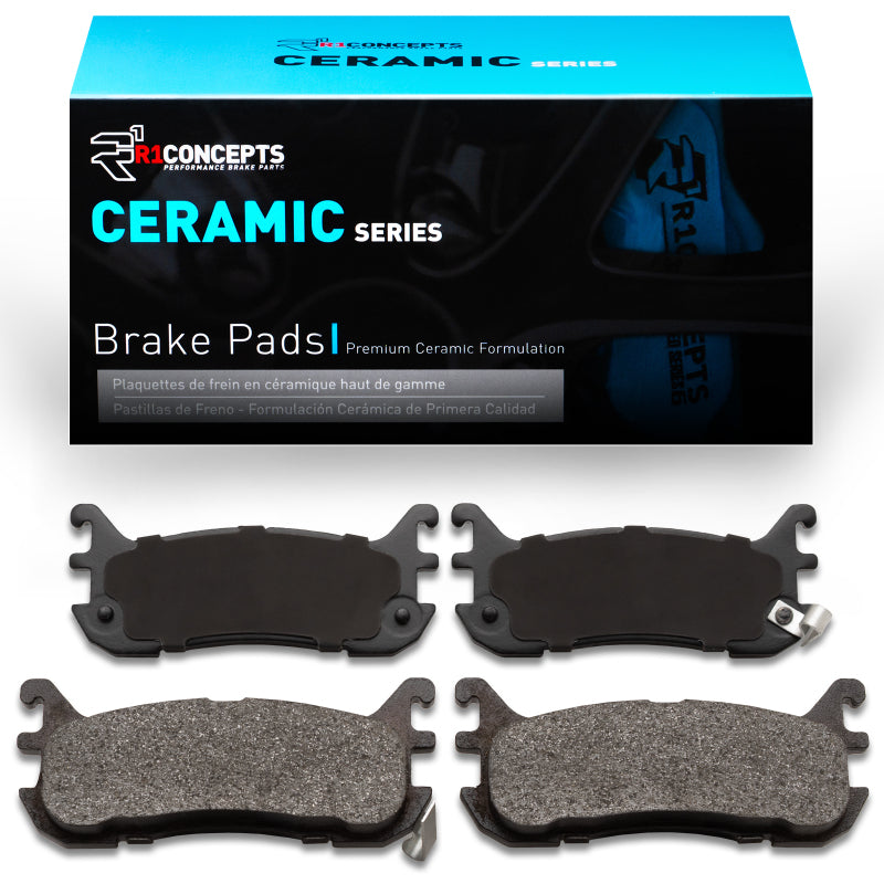 R1 Concepts Ford Escort 1994-2003 rear ceramic brake pads, OE type, showing the brake pad set with R1 branding.