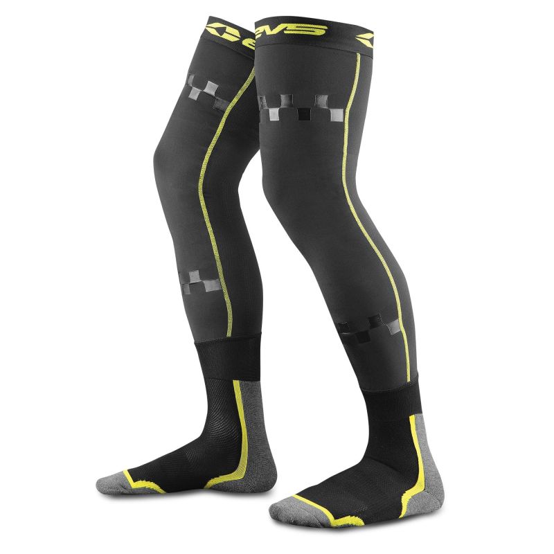 EVS Fusion sock combo in black and hi-vis colors, large/XL size, designed for sports or outdoor activities.