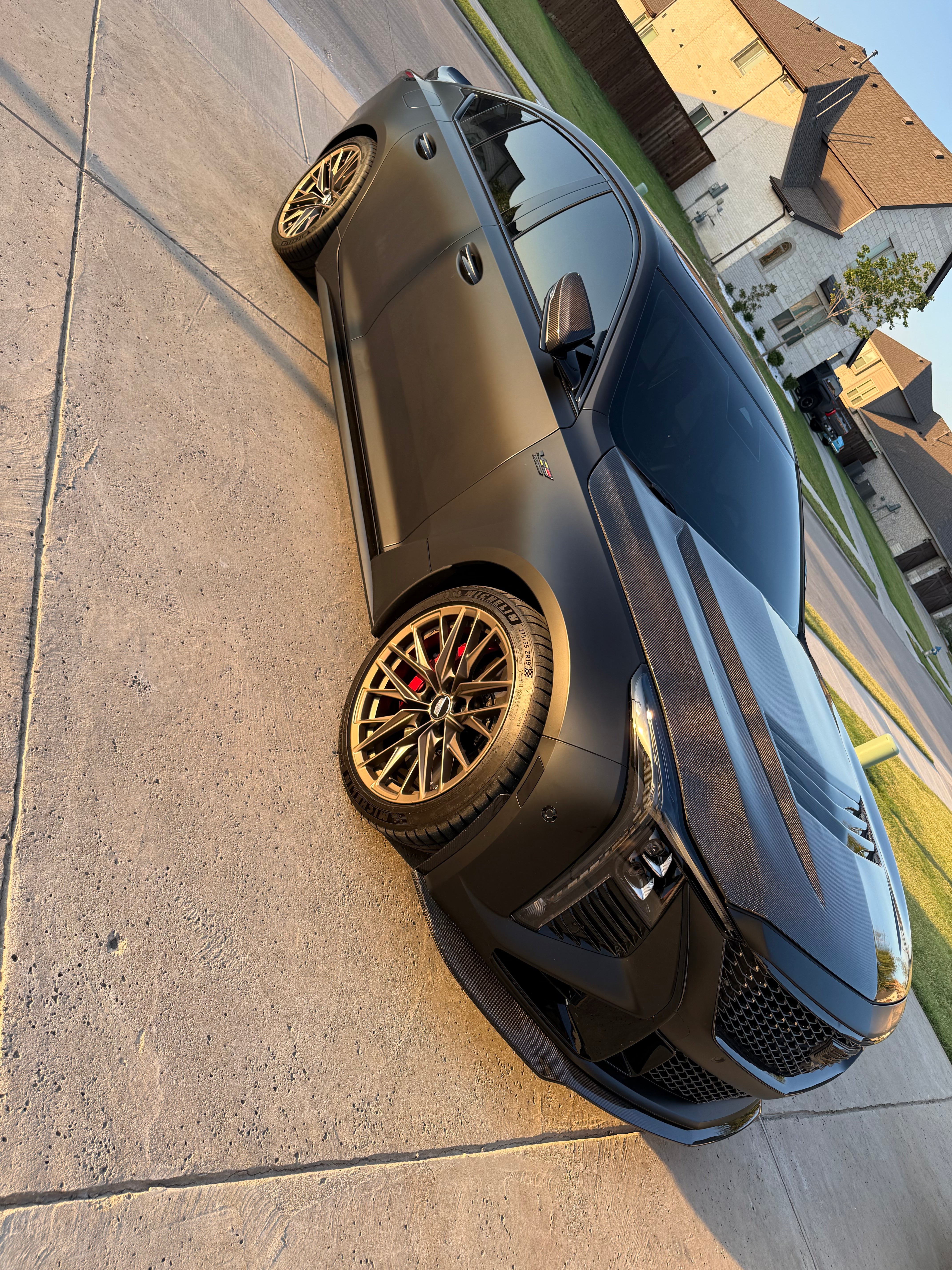 2025-PRESENT CADILLAC CT5-V BLACKWING | FACTORY OEM STYLE CARBON FIBER FRONT LIP SPLITTER GROUND EFFECTS & WHEEL ARCHES