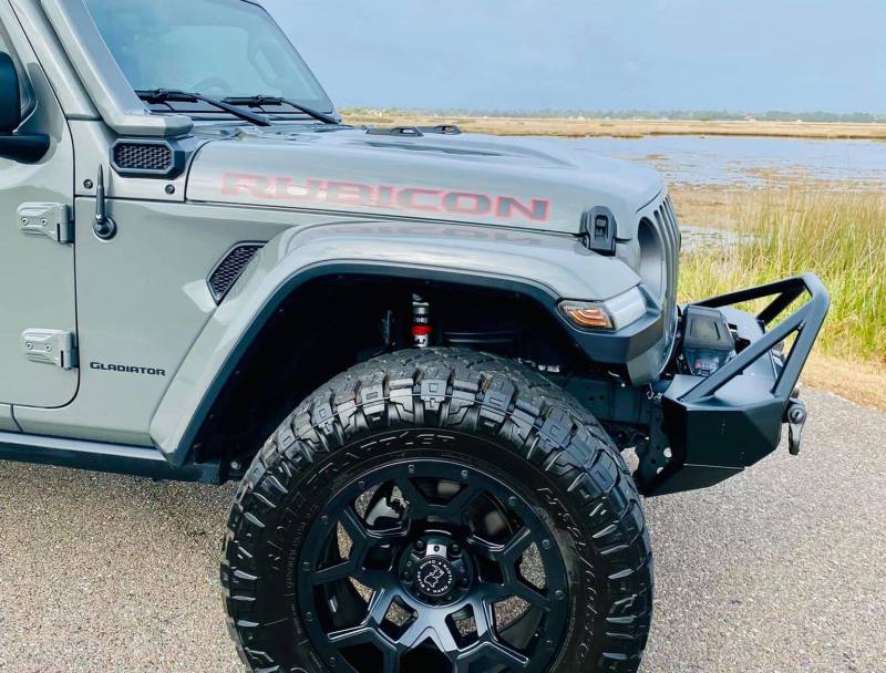Oracle Lighting LED front sidemarker light strip for Jeep Wrangler JL with smoked lens, enhances vehicle's exterior lighting.