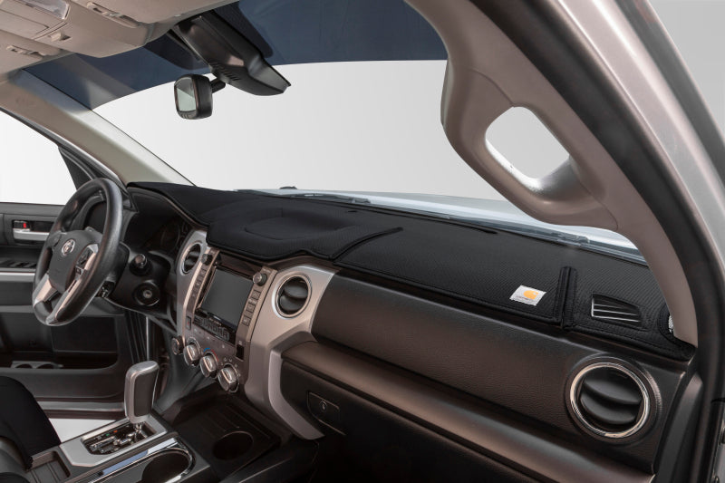 Black Covercraft Ford Explorer dash mat with Carhartt Limited Edition logo, designed for interior dashboard protection.