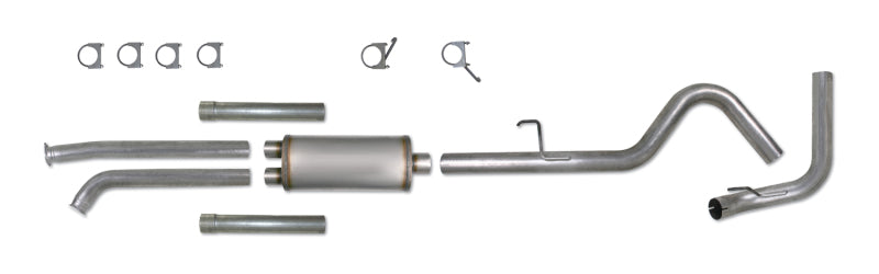Diamond Eye Performance catback exhaust system for Toyota Tundra 5.7L, 3.5-inch single gas aluminum tailpipe, installed on a truck.