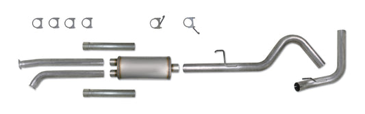 Diamond Eye Performance catback exhaust system for Toyota Tundra 5.7L, 3.5-inch single gas aluminum tailpipe, installed on a truck.