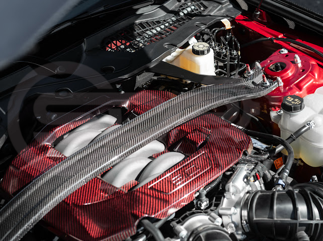 2024-Up Ford Mustang S650 | S650 Dark Horse Style CARBON FIBER Engine Strut Brace Balance Tower Bar