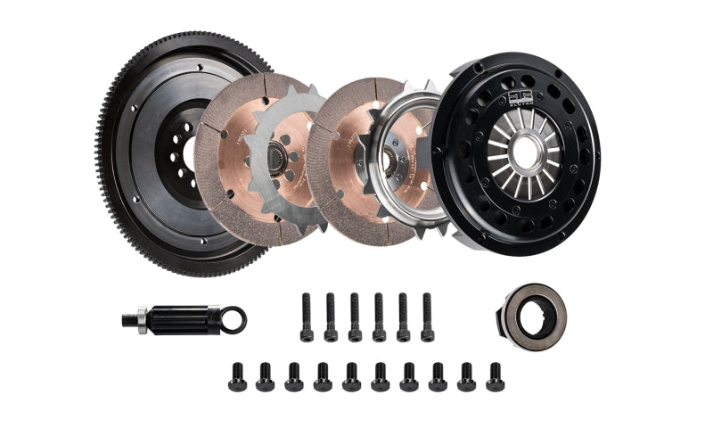 DKM Clutch kit for VW Corrado/GTI 2.8L VR6 with twin disc MR clutch and flywheel, handles up to 650 ft/lbs torque.