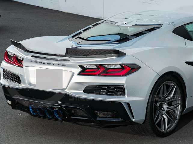 2023-Up CORVETTE C8 Z06 / E-RAY / ZR1 | CARBON FIBER 1.5 INCH EXTENDED REAR SPOILER WING WICKER BILL WINGLETS PAIR