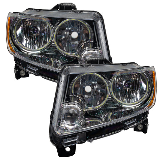 Oracle Lighting Jeep Grand Cherokee SMD HL headlights, chrome finish with white LED accents, for models 2011-2013, non-HID.