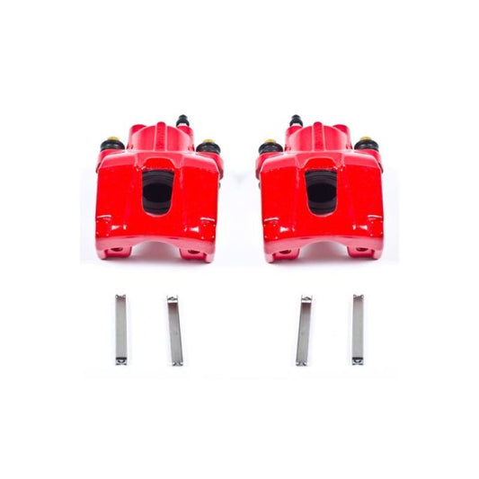 Pair of PowerStop red rear brake calipers for Jeep Commander 2006-2010, performance brake calipers without brackets.