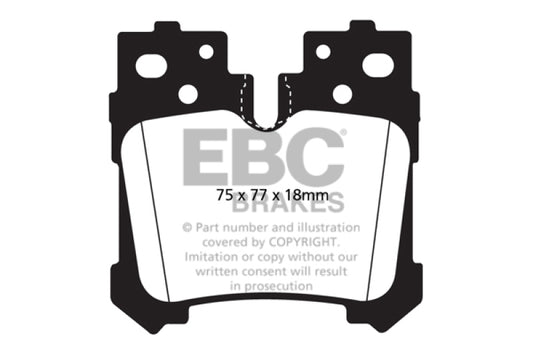 EBC Greenstuff rear brake pads for Lexus LS460 4.6, high-performance brake pads with green friction material.