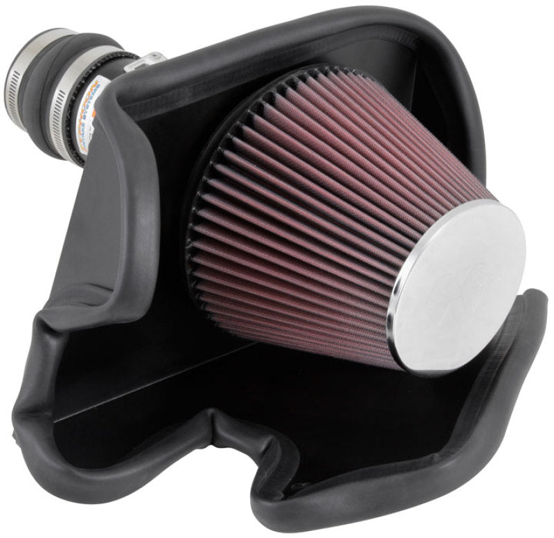K&N 69 Series Typhoon Cold Air Intake Kit for 2013-2014 Nissan Altima and Pathfinder 3.5L V6, showing the intake system components