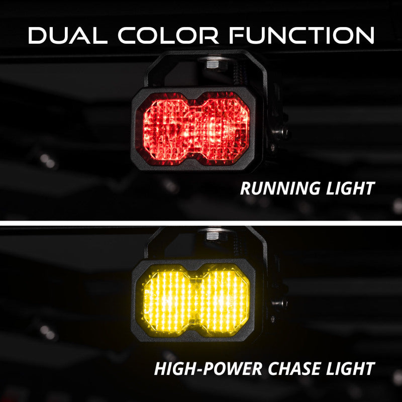Diode Dynamics Stage Series LED chase light kit with multiple light bars for Kuat IBEX bed rack, showing illuminated LED light bars.
