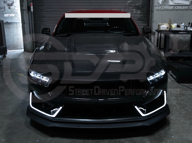 2024-Up Mustang S650 EcoBoost & GT | Dark Horse Style Front Bumper Full Replacement Kit w/ LED Light Side Grille