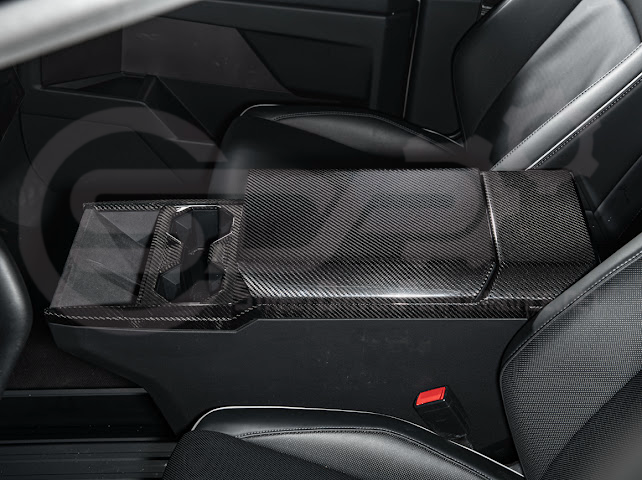 2024-Up Tesla Cybertruck | Interior DRY Carbon Fiber Armrest Trim Cover (Copy)