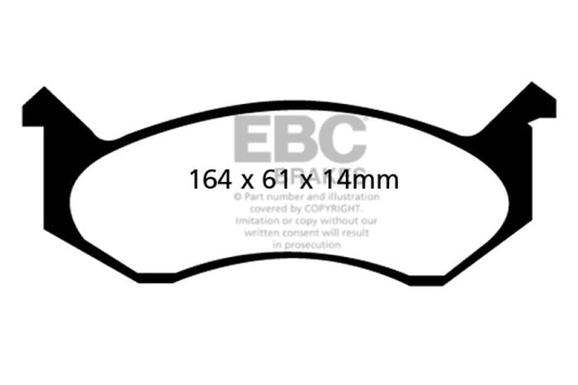 EBC Ultimax2 front brake pads for Dodge Ram Van B1500 96-97, OE style brake pads with metal backing plates.