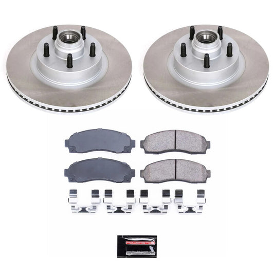 PowerStop front semi-coated brake rotor kit for Mazda B4000 2003-2009, performance brake kit with vented rotors.