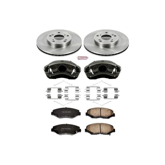 PowerStop OE front brake kit with calipers for 2014-2015 Acura ILX, featuring high-performance brake components.