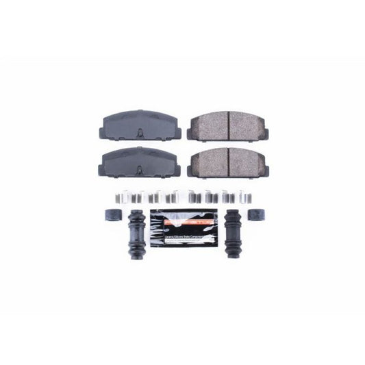 PowerStop Z23 Evolution Sport brake pads for Mazda 6 rear, showing the brake pad set with hardware for performance braking.