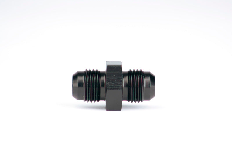 Aeromotive AN-06 to AN-06 male flare union fitting for high-performance fuel and fluid connections in automotive systems.