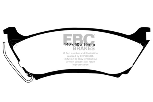 EBC Redstuff performance rear brake pads for Mercedes-Benz M-Class ML320 3.2, designed for enhanced braking performance.