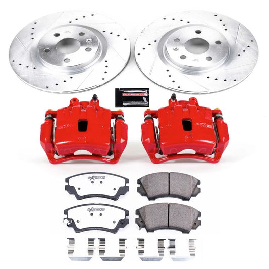 PowerStop Z26 street brake kit for 2011-2017 Chevrolet Caprice front performance brake pads and calipers.