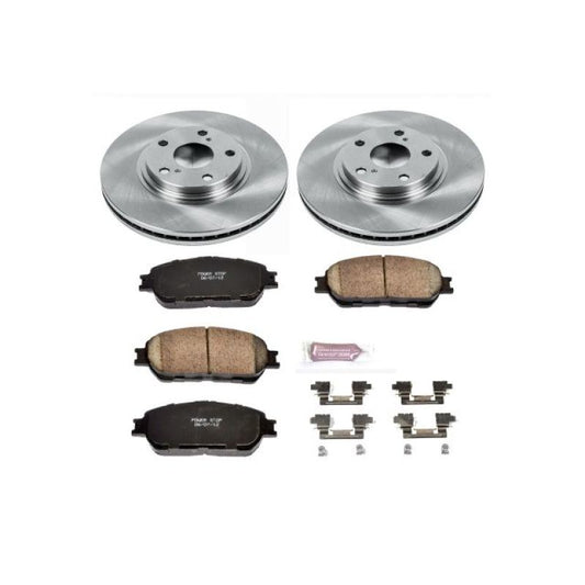 PowerStop OE front brake kit for 2004-2006 Lexus ES330 showing brake rotors and pads installed