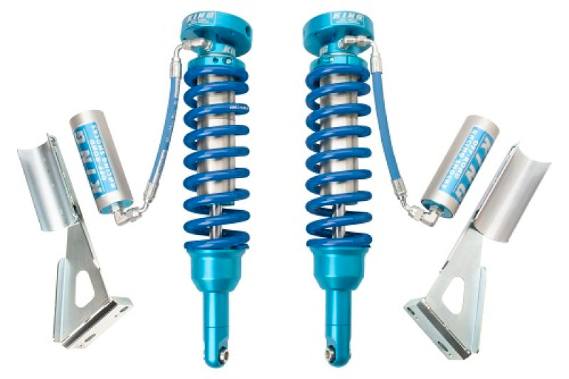 Pair of King Shocks 2005+ Toyota Tacoma front coilovers with 2.5-inch remote reservoir coilover shocks, 6-lug suspension upgrade