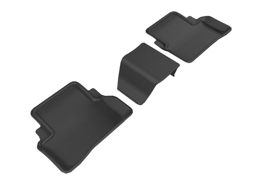 Black 3D MAXpider rubber floor mats for 2017-2019 Mercedes-Benz E-Class W213 second row, designed for durable protection.