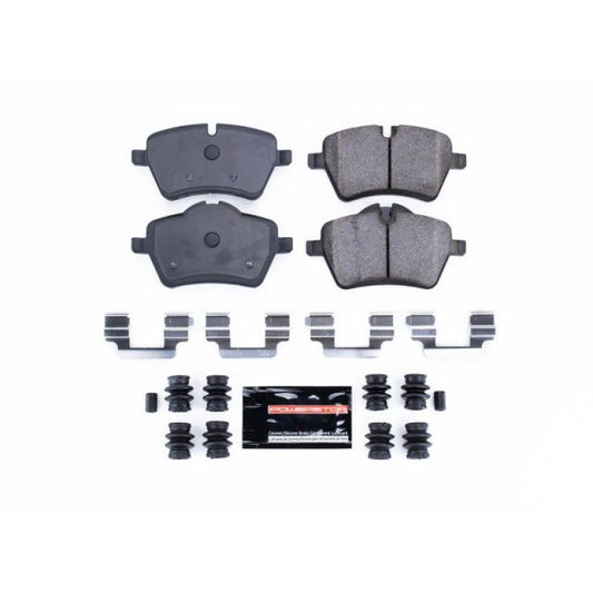 PowerStop Z23 Evolution Sport brake pads for front of Mini Cooper, performance brake pads with hardware included.