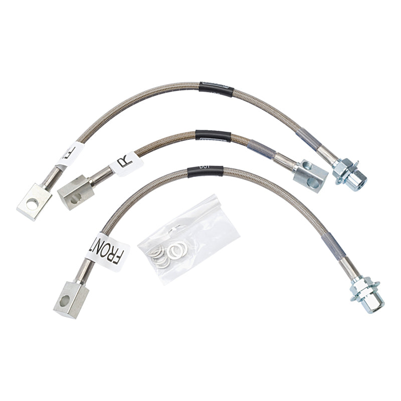Russell Performance brake line kit for 1994-1995 Ford Mustang GT, front and rear center hose set, durable braided steel construction.