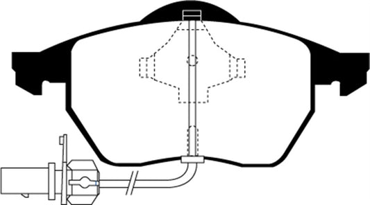 EBC Redstuff front brake pads for Audi A4 1.8 Turbo B5, high-performance brake pads with red friction material.