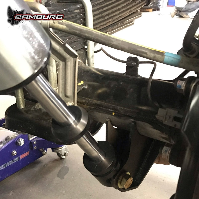 Camburg Toyota Tundra 2007-2021 rear shock mount kit with camber plates for 2WD and 4WD trucks, shown in the image.