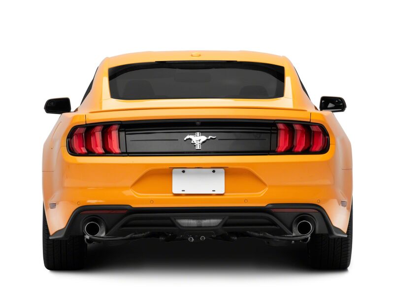 Raxiom Ford Mustang Euro style LED tail lights with gloss black housing and red lenses for 2015-2023 models.
