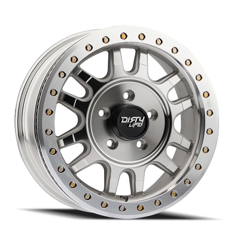 Dirty Life Canyon Pro 15x7 cast beadlock wheel with 4x137 bolt pattern, 13mm offset, machined finish, and 106.25mm hub.