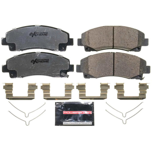 PowerStop 15-20 Acura TLX front Z26 street performance brake pads with hardware installed, designed for enhanced braking.