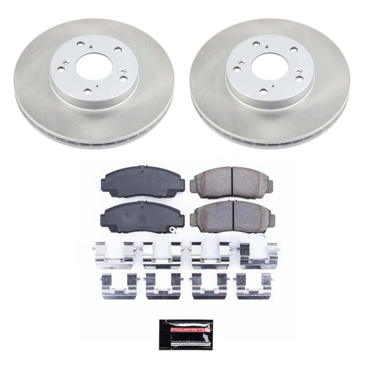 PowerStop front semi-coated brake rotor kit for Honda Accord 2003-2007, performance blank brake kit with ventilated rotors.