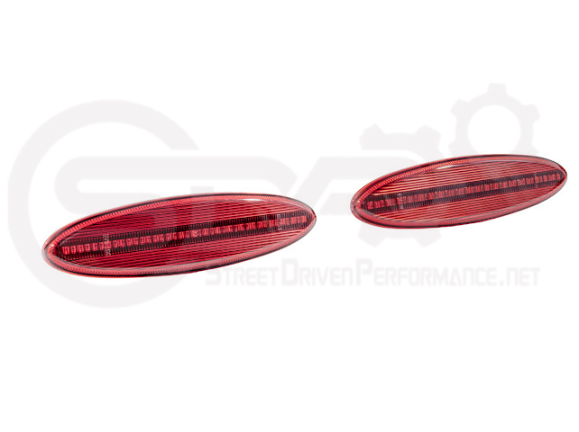 1997-2004 Chevrolet Corvette C5 | Rear Bumper Clear / Red / Black Lens Red LED Side Marker Lights Pair