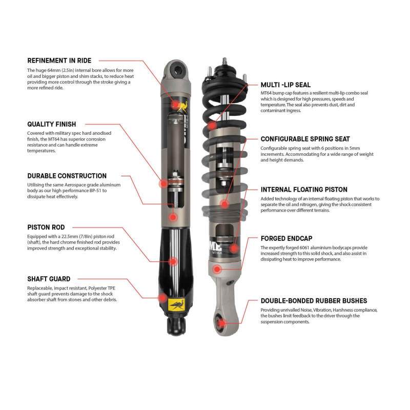 Old Man Emu ARB OME MT64 shock absorber for Tacoma rear medium right side, designed for off-road vehicle suspension.
