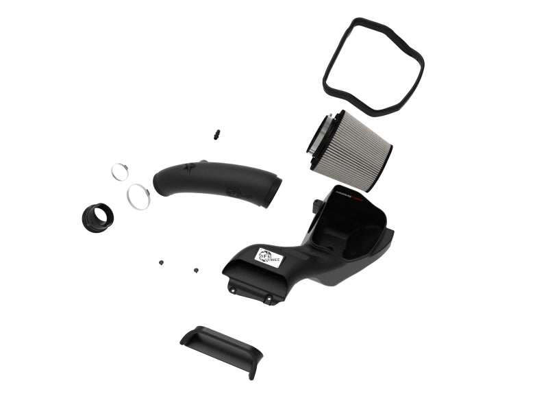 aFe 2021+ Ford F150 5.0L V8 MagnumFORCE Stage-2 Pro DRY S Cold Air Intake system with filter and intake tubing.