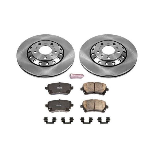 PowerStop OE rear brake kit for Audi A8 Quattro 2003-2010, featuring brake rotors and pads for enhanced stopping power.