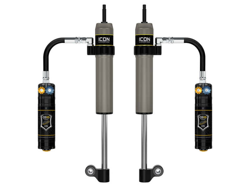 ICON 05-23 Toyota Tacoma rear coilover shock absorbers, VS 2.5 Alum RXT remote reservoir pair with CDXS features.