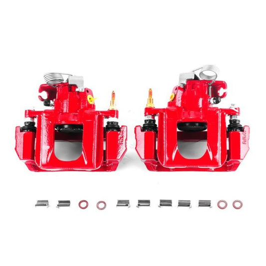 PowerStop rear red brake calipers with brackets for Ford Edge 2011-2014, performance brake calipers pair, automotive replacement parts