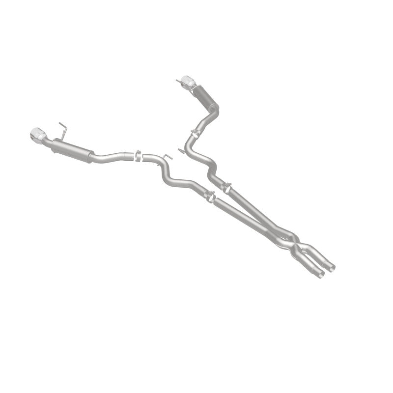 MagnaFlow SS Cat Back Exhaust with dual split polished tips for 2015 Ford Mustang V6 3.7L, 2.5-inch diameter, competition style.